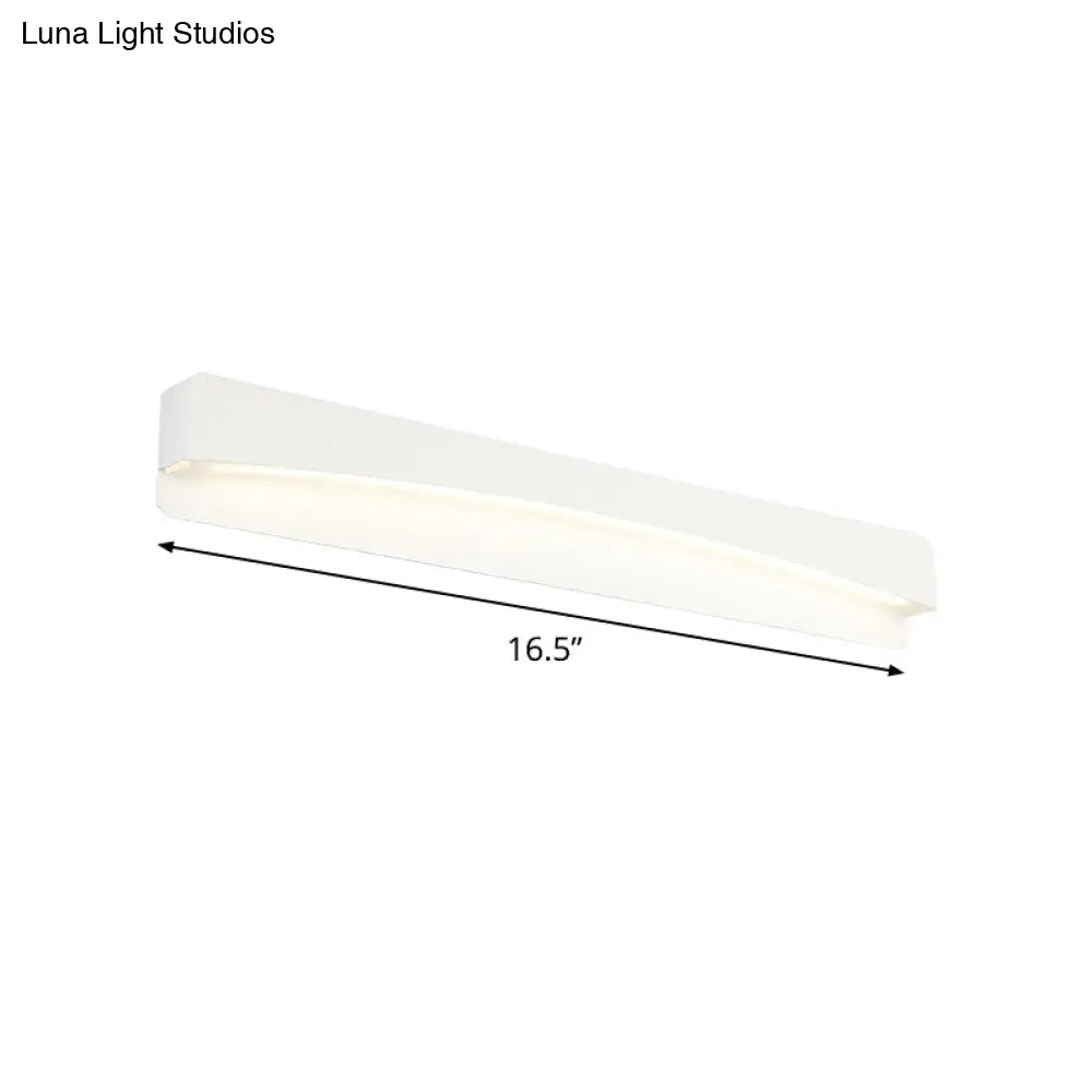 Led Bath Vanity Light With Modern Metal Shade - White Surface Wall Sconce In Three Sizes