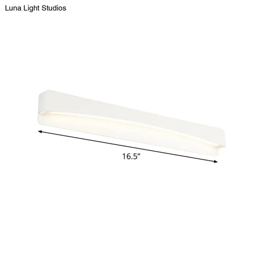 Led Bath Vanity Light With Modern Metal Shade - White Surface Wall Sconce In Three Sizes