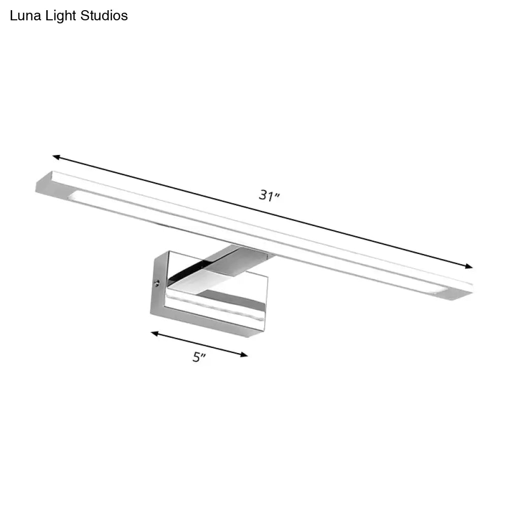 Led Bathroom Vanity Lighting - 19/23 W Rectangle Acrylic Shade Sconce Wall Light Nickel Finish