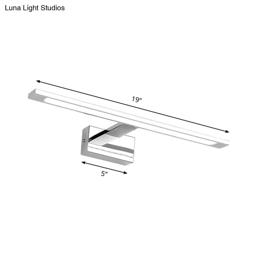 Led Bathroom Vanity Lighting - 19/23 W Rectangle Acrylic Shade Sconce Wall Light Nickel Finish