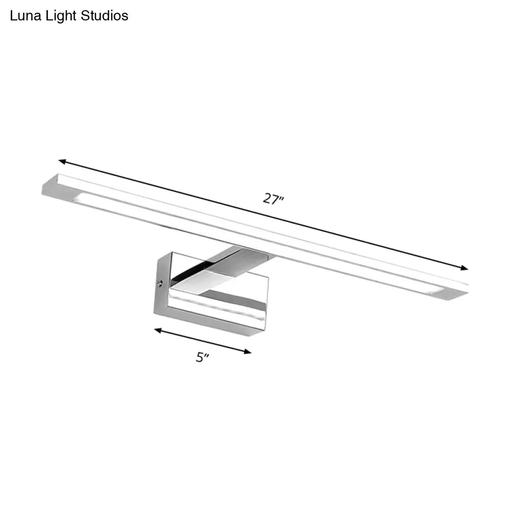 Led Bathroom Vanity Lighting - 19/23 W Rectangle Acrylic Shade Sconce Wall Light Nickel Finish