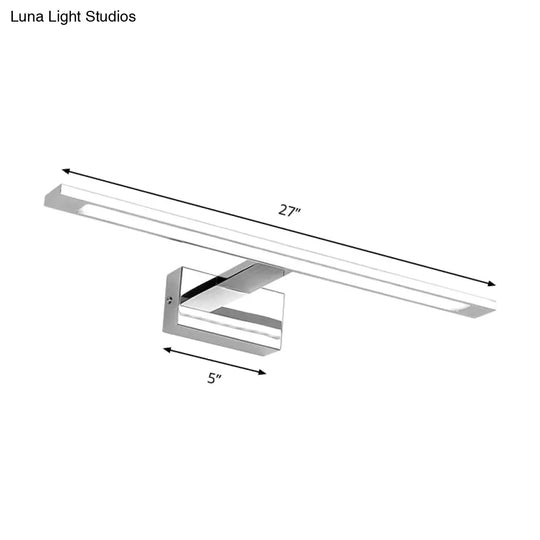 Led Bathroom Vanity Lighting - 19/23 W Rectangle Acrylic Shade Sconce Wall Light Nickel Finish