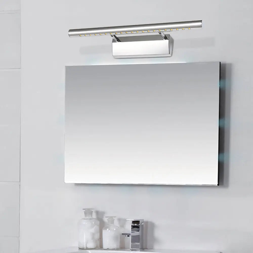 Led Bathroom Wall Lamp In Chrome - Cylinder Vanity Lighting With Warm/White Light 10/16 L / 10 White