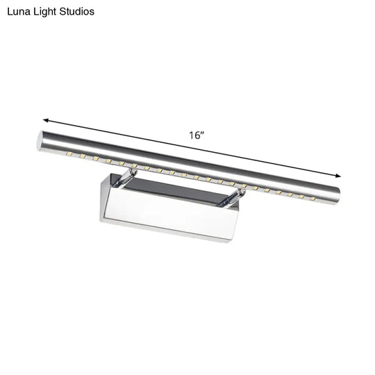 Led Bathroom Wall Lamp In Chrome - Cylinder Vanity Lighting With Warm/White Light 10/16 L