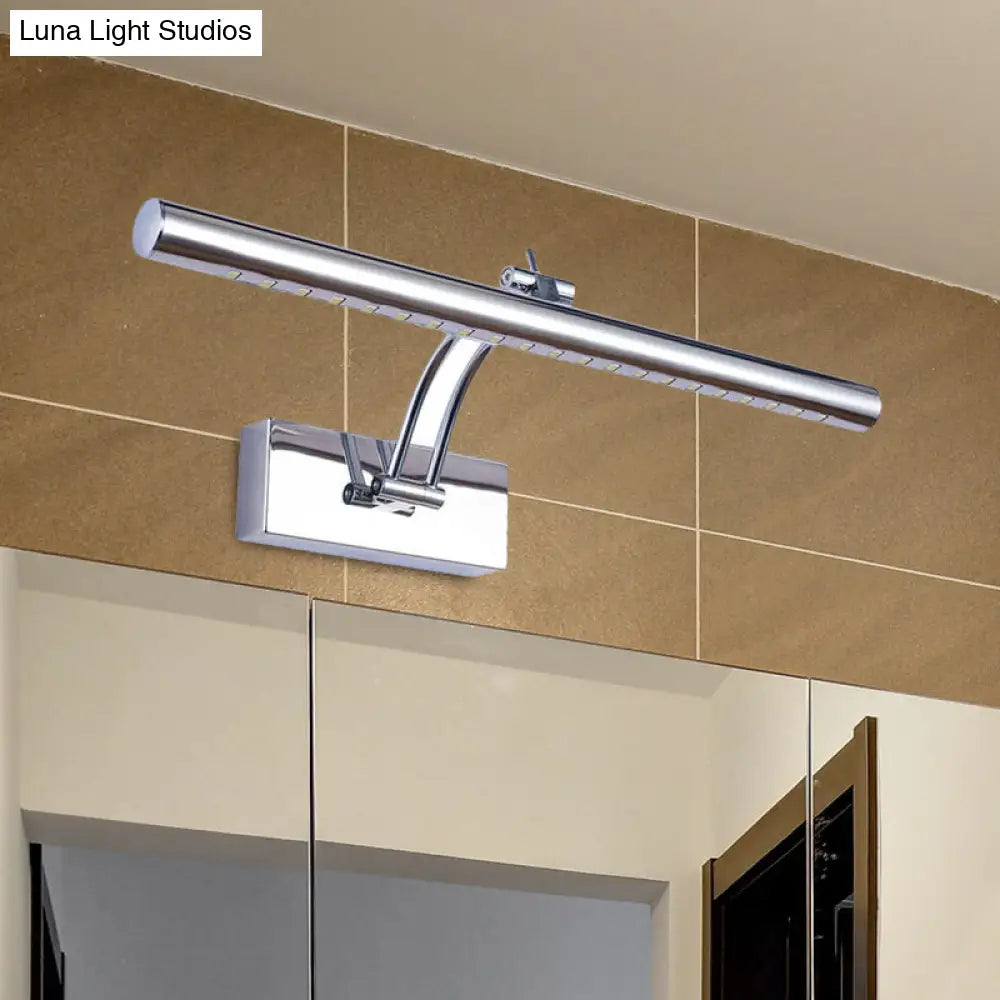 Led Bathroom Wall Lamp With Tubular Metal Shade - Chrome/Gold Finish 16/21.5 Wide