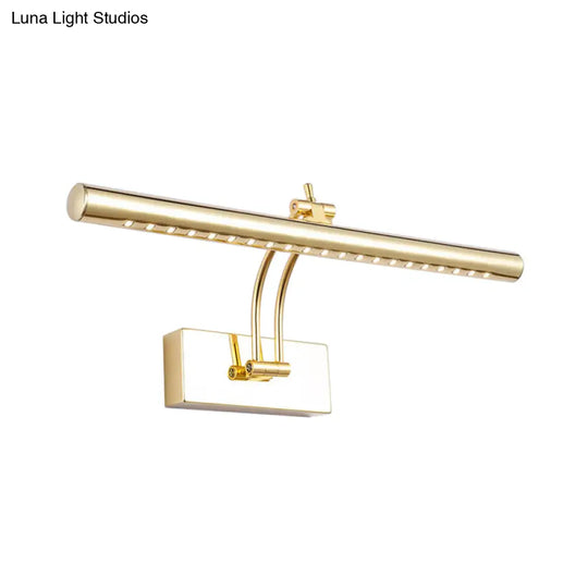 Led Bathroom Wall Lamp With Tubular Metal Shade - Chrome/Gold Finish 16/21.5 Wide