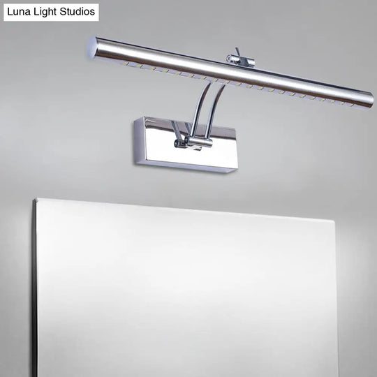 Led Bathroom Wall Lamp With Tubular Metal Shade - Chrome/Gold Finish 16/21.5 Wide