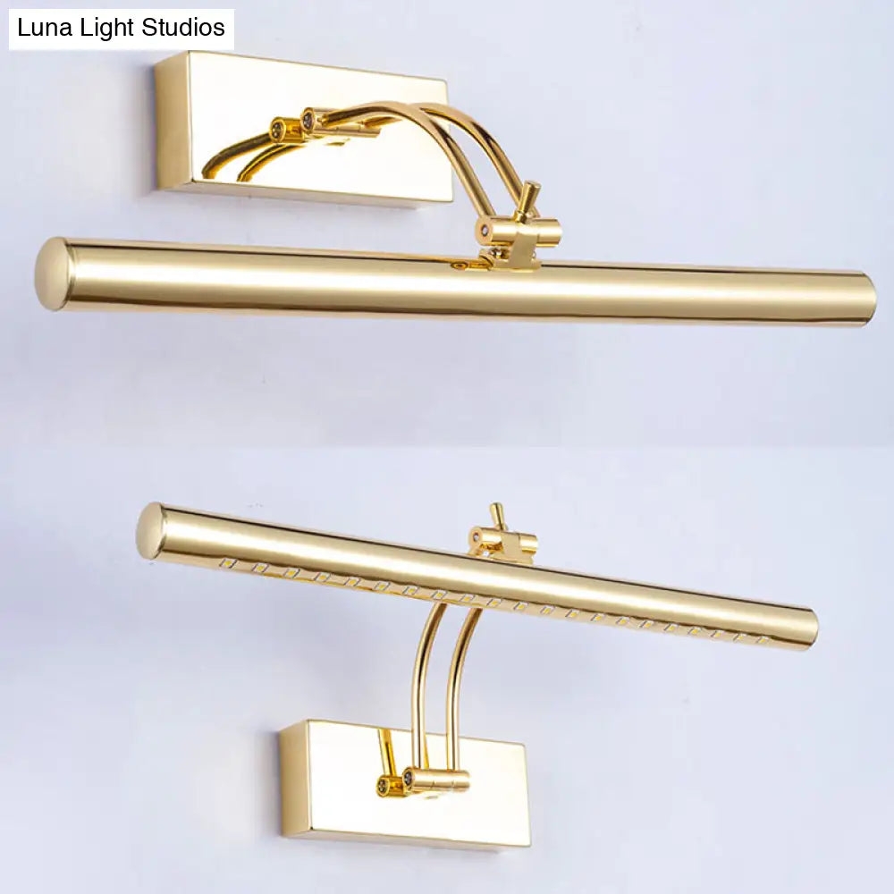 Led Bathroom Wall Lamp With Tubular Metal Shade - Chrome/Gold Finish 16/21.5 Wide