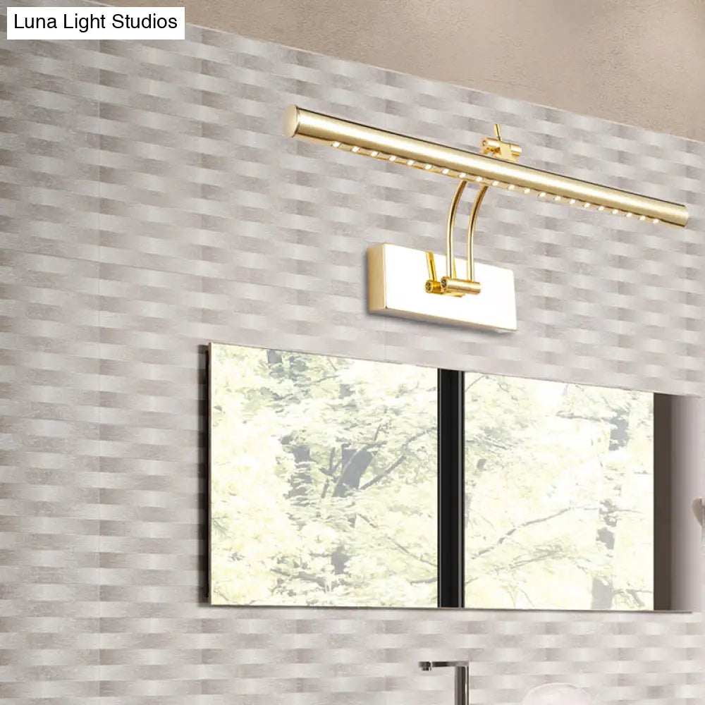 Led Bathroom Wall Lamp With Tubular Metal Shade - Chrome/Gold Finish 16/21.5 Wide