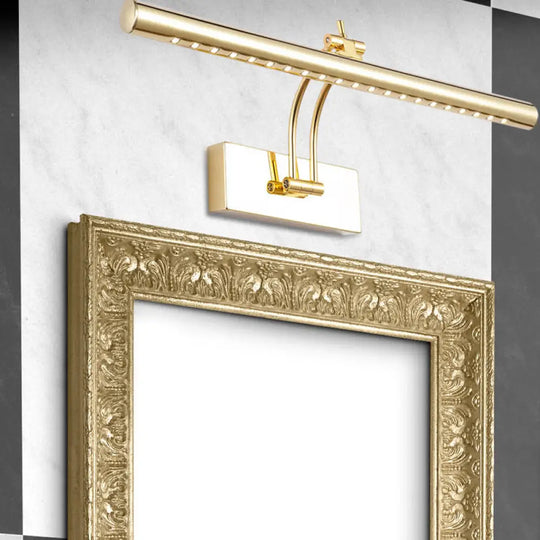 Led Bathroom Wall Lamp With Tubular Metal Shade - Chrome/Gold Finish 16/21.5 Wide Gold / 16