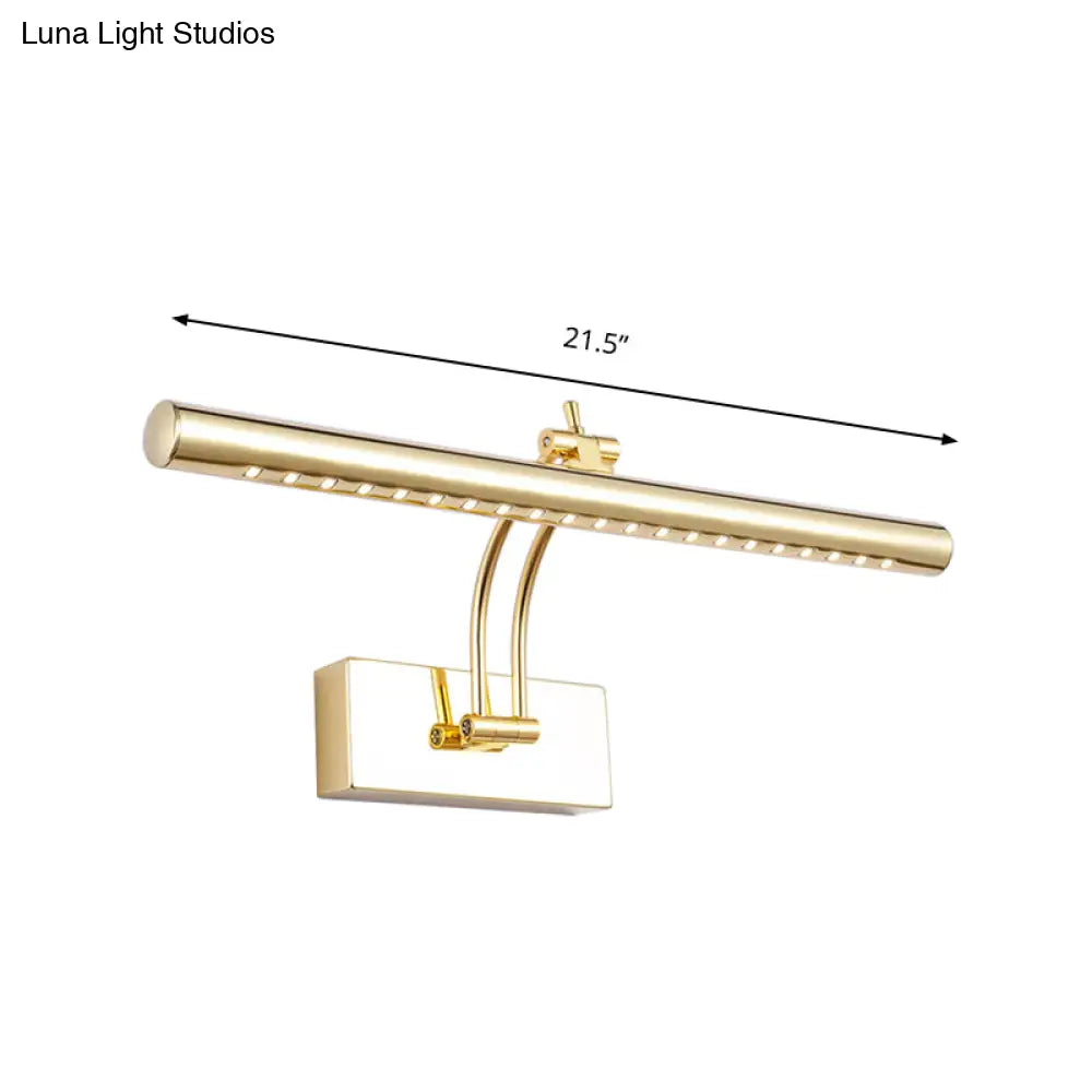 Led Bathroom Wall Lamp With Tubular Metal Shade - Chrome/Gold Finish 16/21.5 Wide