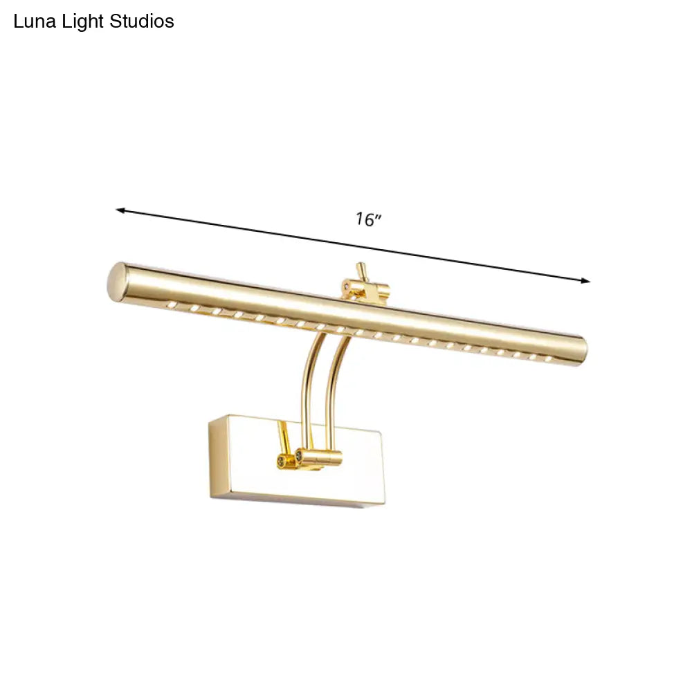 Led Bathroom Wall Lamp With Tubular Metal Shade - Chrome/Gold Finish 16/21.5 Wide