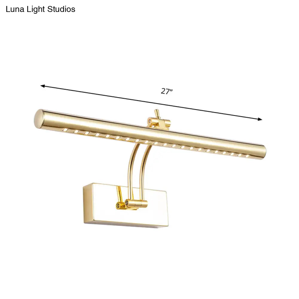 Led Bathroom Wall Lamp With Tubular Metal Shade - Chrome/Gold Finish 16/21.5 Wide