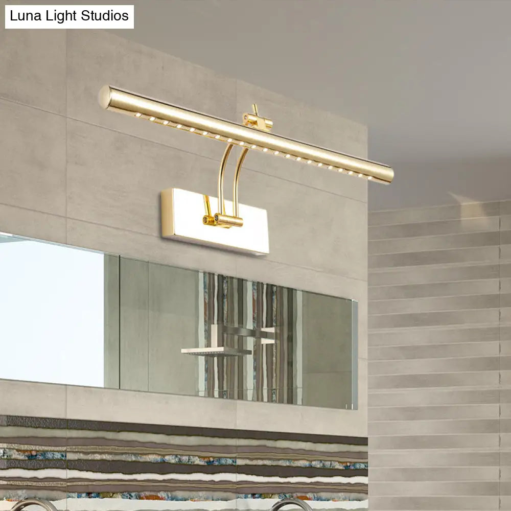 Led Bathroom Wall Lamp With Tubular Metal Shade - Chrome/Gold Finish 16/21.5 Wide