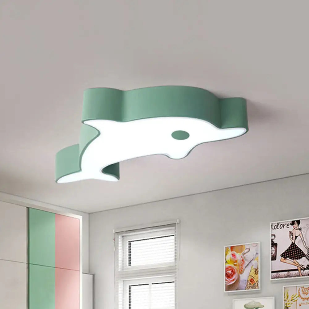 LED Bedroom Ceiling Flush Mount Dolphin Acrylic Shade Light in Cartoon ...