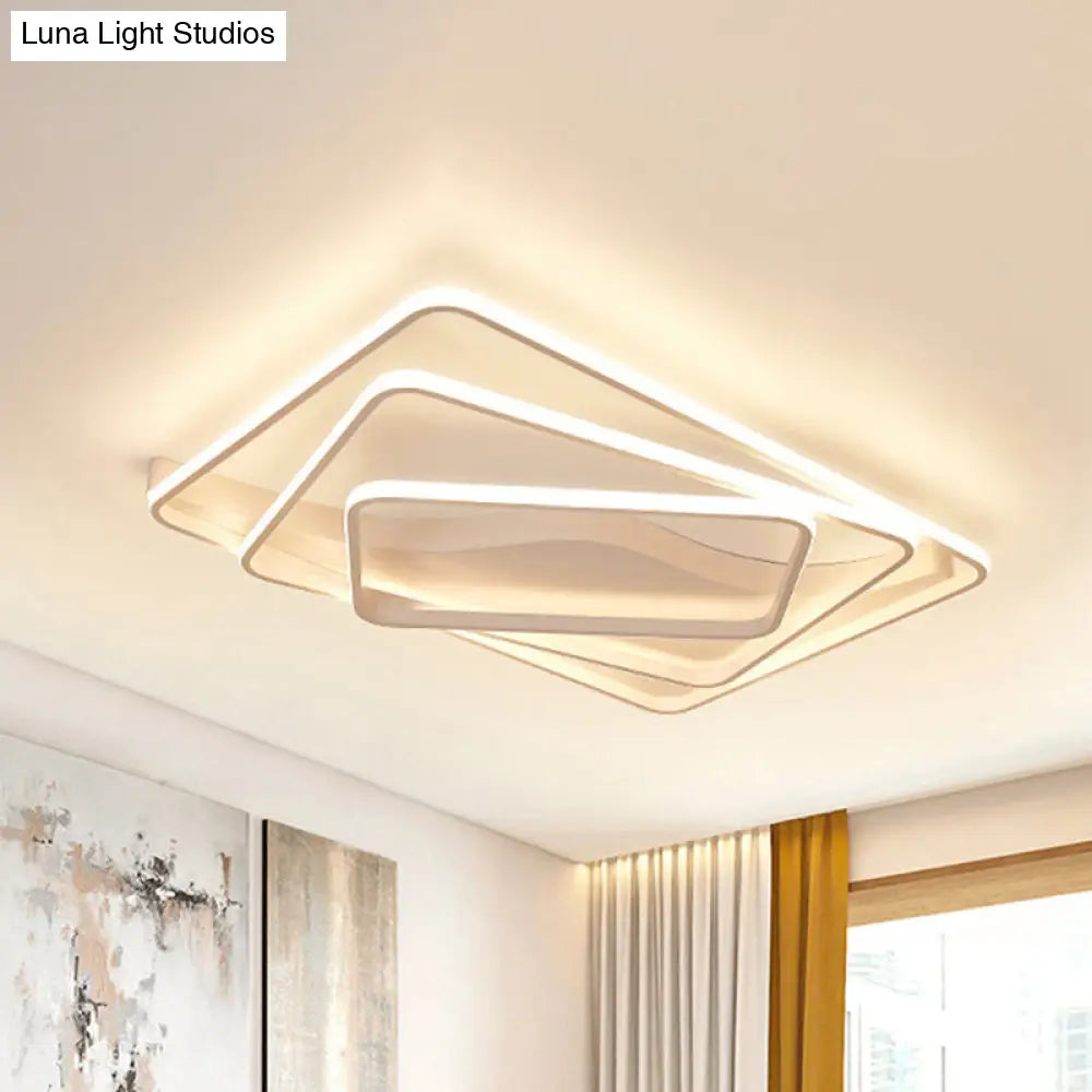 Led Bedroom Ceiling Lamp With Acrylic Shade: Warm/White Light White/Brown Design White / 31.5