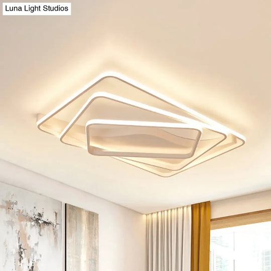 Led Bedroom Ceiling Lamp With Acrylic Shade: Warm/White Light White/Brown Design White / 31.5