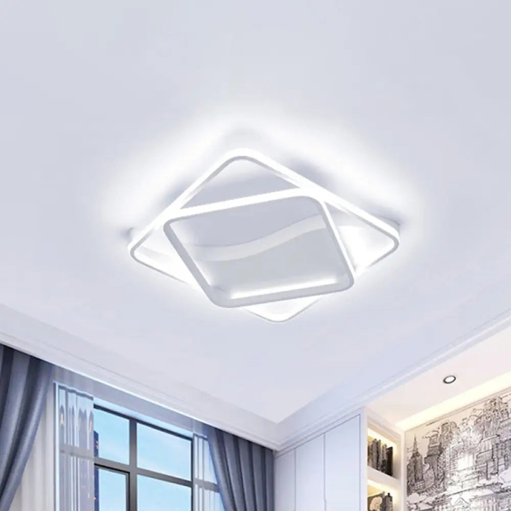 Led Bedroom Ceiling Lamp With Acrylic Shade: Warm/White Light White/Brown Design White / 18’