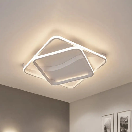 Led Bedroom Ceiling Lamp With Acrylic Shade: Warm/White Light White/Brown Design White / 18’ Warm