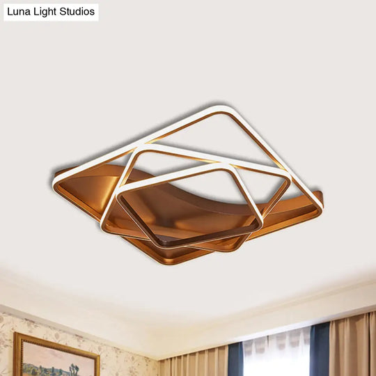 Led Bedroom Ceiling Lamp With Acrylic Shade: Warm/White Light White/Brown Design Brown / 23.5 Warm