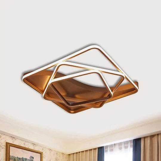 Led Bedroom Ceiling Lamp With Acrylic Shade: Warm/White Light White/Brown Design Brown / 23.5’ Warm