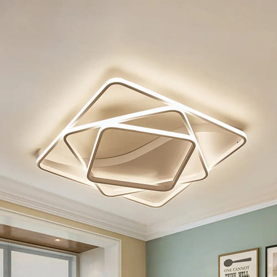 Led Bedroom Ceiling Lamp With Acrylic Shade: Warm/White Light White/Brown Design White / 23.5’ Warm