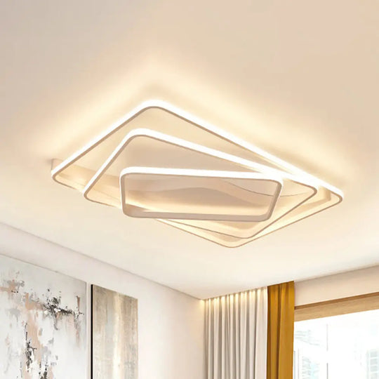 Led Bedroom Ceiling Lamp With Acrylic Shade: Warm/White Light White/Brown Design White / 31.5’