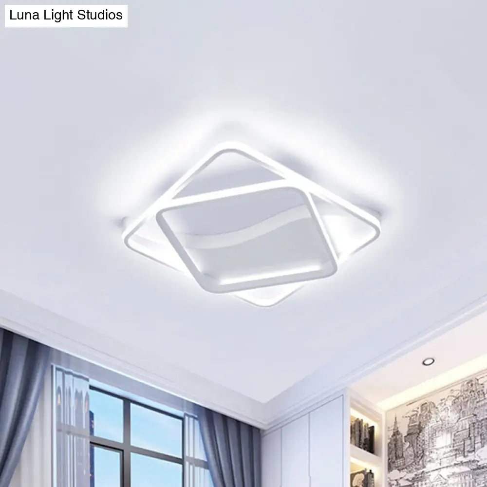 Led Bedroom Ceiling Lamp With Acrylic Shade: Warm/White Light White/Brown Design White / 18