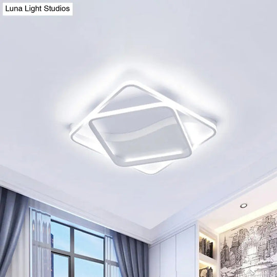 Led Bedroom Ceiling Lamp With Acrylic Shade: Warm/White Light White/Brown Design White / 18