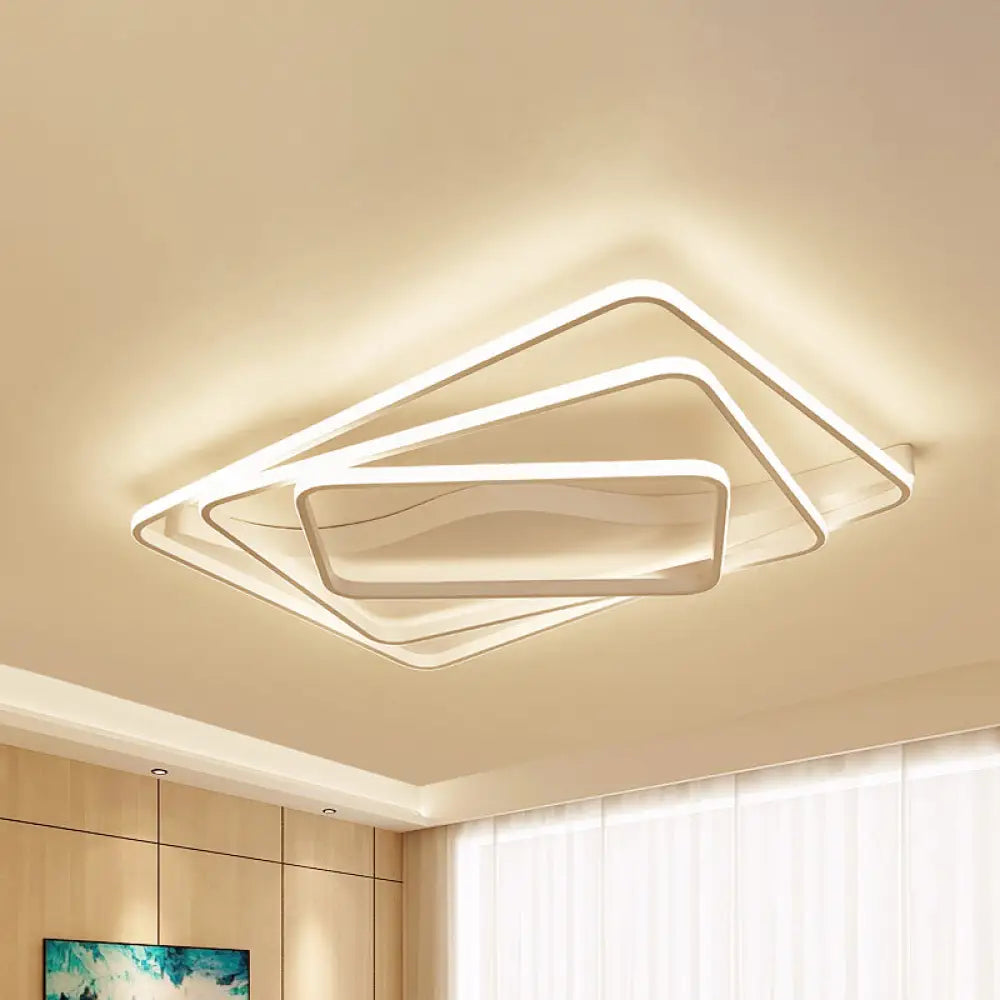 Led Bedroom Ceiling Lamp With Acrylic Shade: Warm/White Light White/Brown Design White / 39’ Warm
