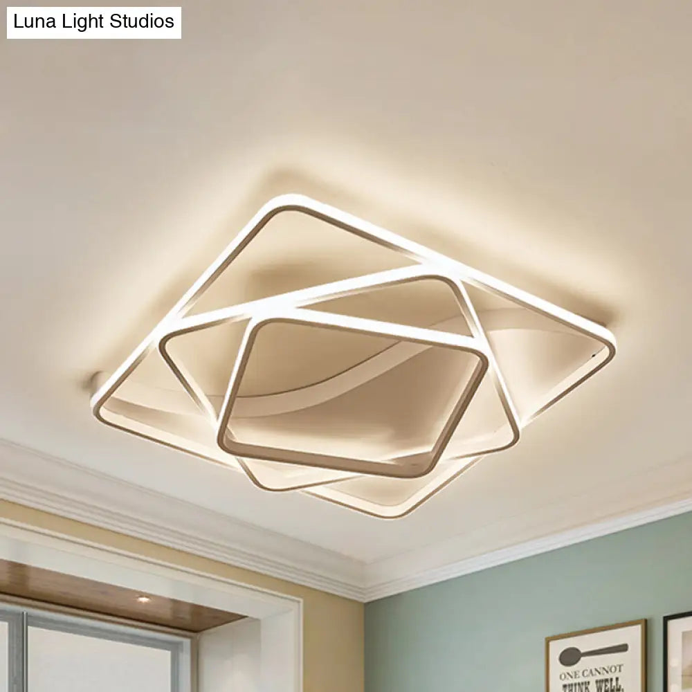 Led Bedroom Ceiling Lamp With Acrylic Shade: Warm/White Light White/Brown Design White / 23.5 Warm
