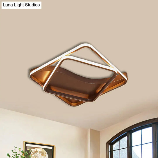 Led Bedroom Ceiling Lamp With Acrylic Shade: Warm/White Light White/Brown Design Brown / 18 White