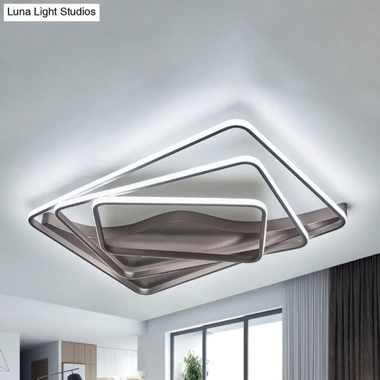 Led Bedroom Ceiling Lamp With Acrylic Shade: Warm/White Light White/Brown Design Brown / 31.5 Warm