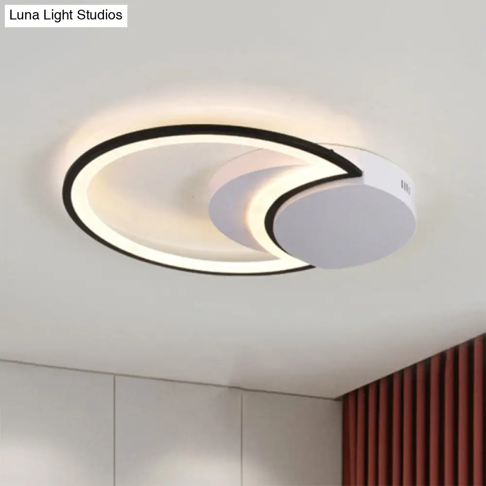 Led Bedroom Ceiling Light - 16’/19.5’/23.5’ Wide Circle Acrylic Shade In White/Black Warm/White