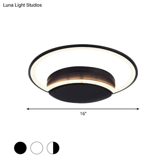 Led Bedroom Ceiling Light - 16’/19.5’/23.5’ Wide Circle Acrylic Shade In White/Black Warm/White
