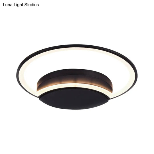 Led Bedroom Ceiling Light - 16/19.5/23.5 Wide Circle Acrylic Shade In White/Black Warm/White