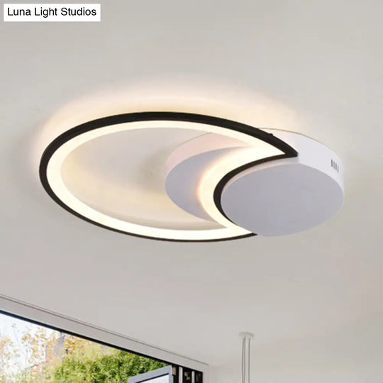 Led Bedroom Ceiling Light - 16/19.5/23.5 Wide Circle Acrylic Shade In White/Black Warm/White