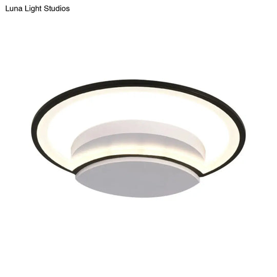 Led Bedroom Ceiling Light - 16/19.5/23.5 Wide Circle Acrylic Shade In White/Black Warm/White