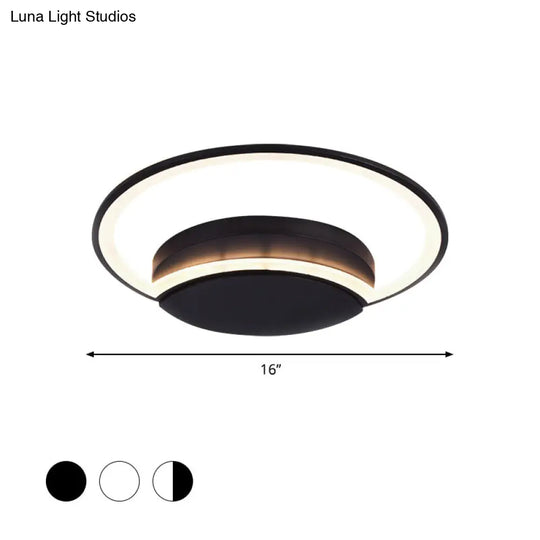 Led Bedroom Ceiling Light - 16/19.5/23.5 Wide Circle Acrylic Shade In White/Black Warm/White