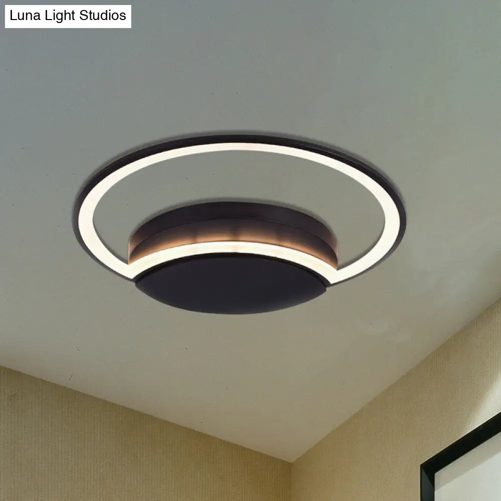 Led Bedroom Ceiling Light - 16/19.5/23.5 Wide Circle Acrylic Shade In White/Black Warm/White