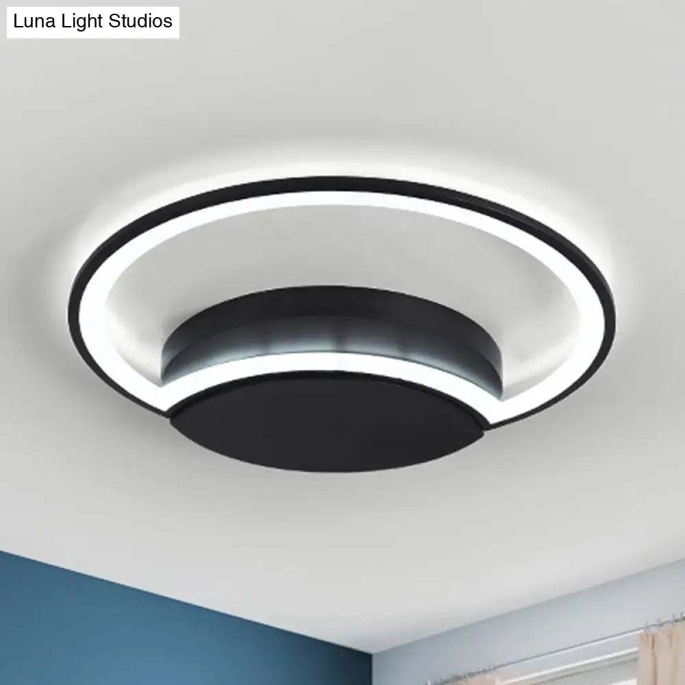 Led Bedroom Ceiling Light - 16/19.5/23.5 Wide Circle Acrylic Shade In White/Black Warm/White Black /