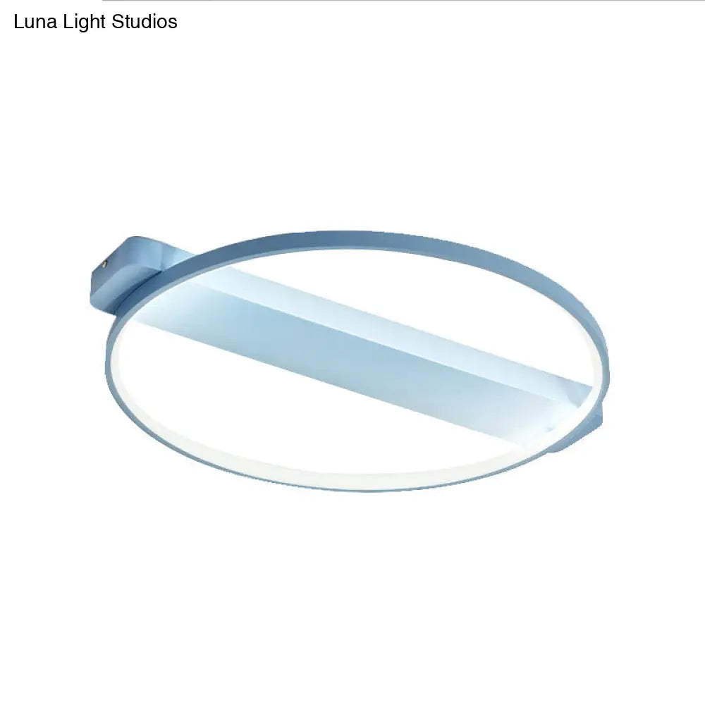 Led Bedroom Ceiling Light - Kid’s Modern Semi Flush With Acrylic Ring