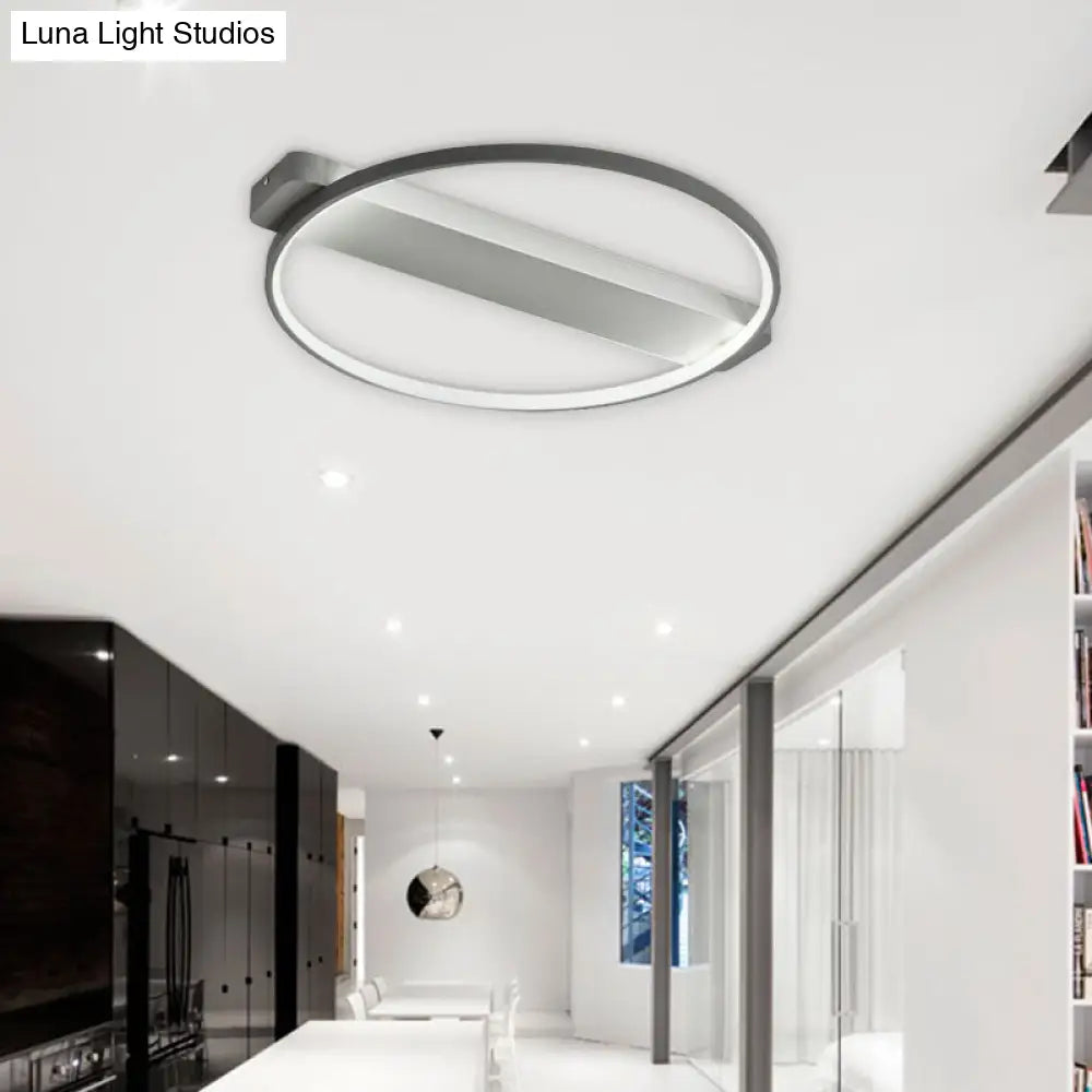 Led Bedroom Ceiling Light - Kids Modern Semi Flush With Acrylic Ring