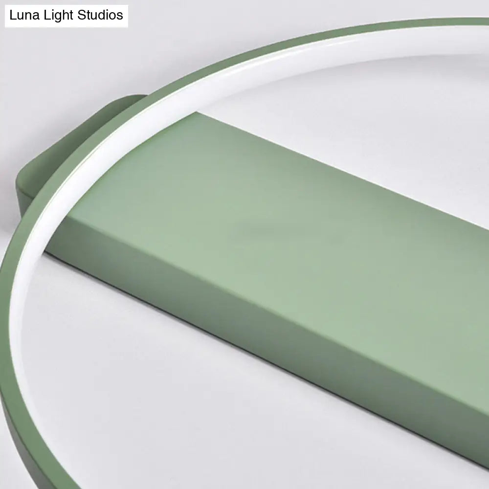 Led Bedroom Ceiling Light - Kid’s Modern Semi Flush With Acrylic Ring