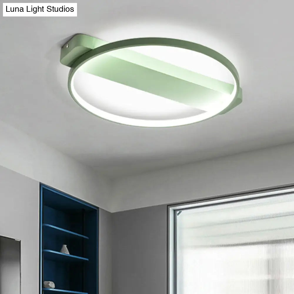 Led Bedroom Ceiling Light - Kids Modern Semi Flush With Acrylic Ring
