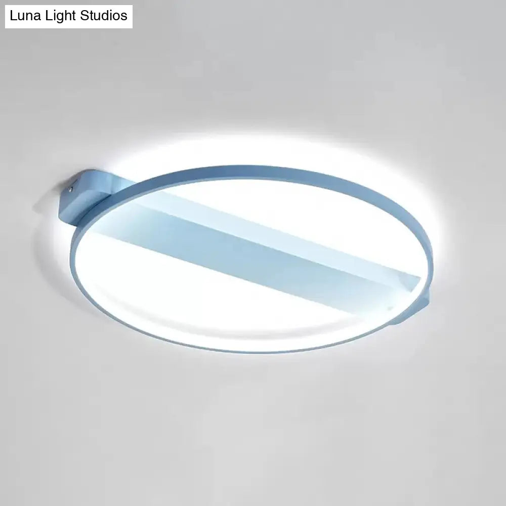 Led Bedroom Ceiling Light - Kids Modern Semi Flush With Acrylic Ring Blue / 18 Remote Control