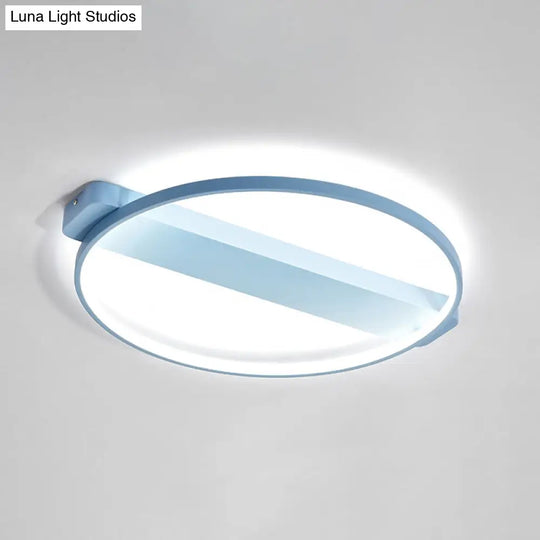 Led Bedroom Ceiling Light - Kids Modern Semi Flush With Acrylic Ring Blue / 18 Third Gear