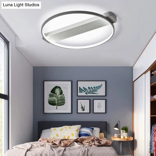 Led Bedroom Ceiling Light - Kids Modern Semi Flush With Acrylic Ring Grey / 18 Third Gear