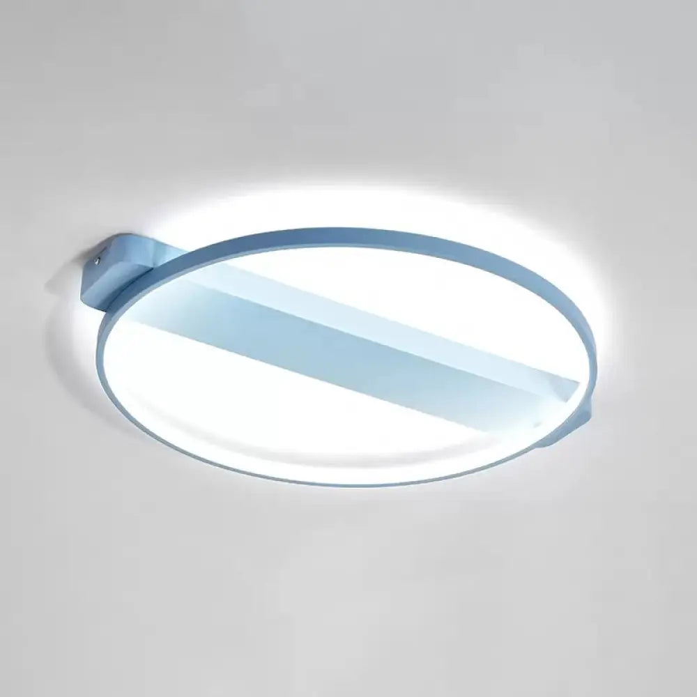 Led Bedroom Ceiling Light - Kid’s Modern Semi Flush With Acrylic Ring Blue / 18’ Remote Control