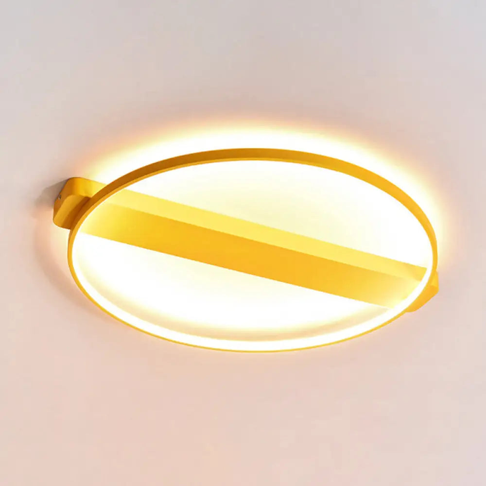 Led Bedroom Ceiling Light - Kid’s Modern Semi Flush With Acrylic Ring Yellow / 18’ Third Gear